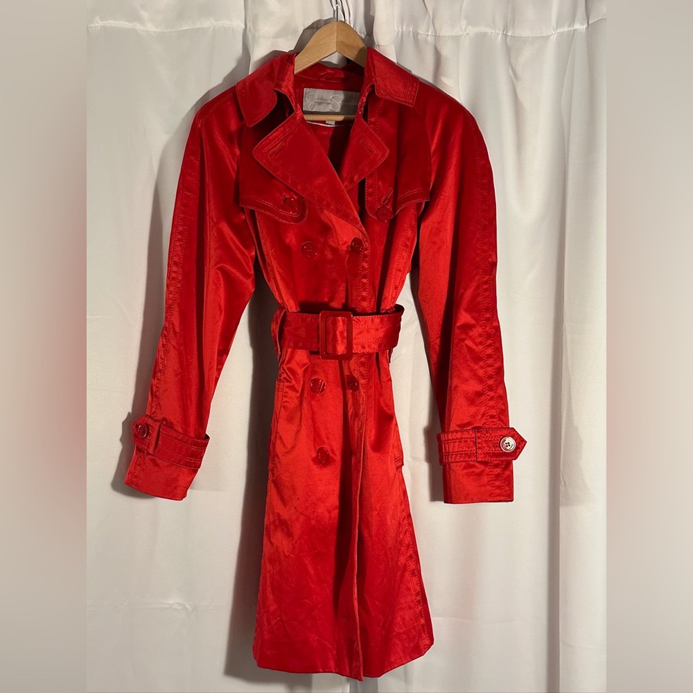Jessica Simpson Red Satin Trench Coat